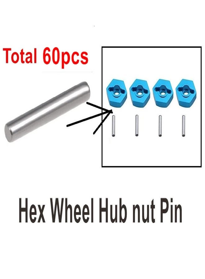 مجموعة ZDingTech من 60 قطعة من دبابيس التثبيت 1.5 × 10 مم، قطع غيار دبابيس المفصلات Wltoys 144001، دبابيس صواميل محور العجلات السداسية Wltoys 124017 لسيارات التحكم عن بعد WLtoys 144010، 144011، 12428، 124016، 124019، 124018، سيارة FY بمقياس 1/12، HBX - Image 5